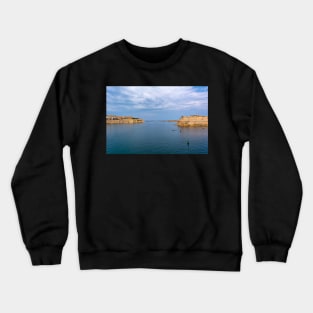 Valletta city and Fort St. Angelo in Birgu Crewneck Sweatshirt